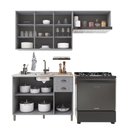 Ver imagem 3 de Cozinha Compacta Bariloche 8 Portas 2 Gavetas 100% MDF 6225 Titânio Fosco - Indékes