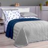 Cobre Leito Queen Size Dupla Face Azul Marinho / Cinza Matelado 6 Peças com Lençol de Baixo e 2 Fron - 6