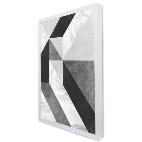 Quadro Decorativo Caixa Geométrico Mosaico Moderno Tacolado Moldura Caixa Alta 4,5cm Madeira sem Vid