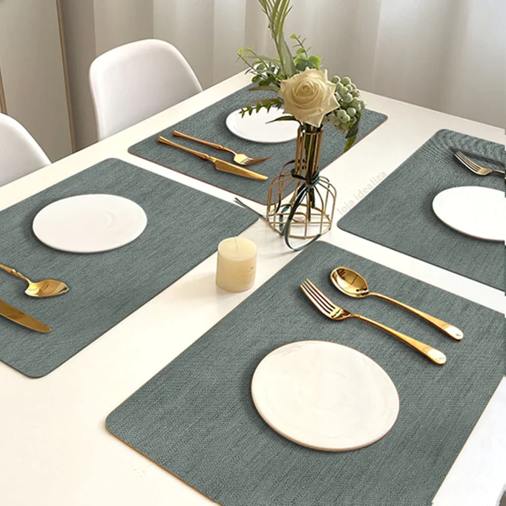 4 Jogo Americano Juta Cinza Impermeável Limpa Facil Pvc - 1