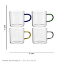 Ver imagem 4 de Jogo 4 Peças Xícara de Borossilicato 100ml Transparente 5x5x5cm Café Chá Alça