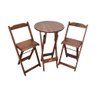 Mesa Bistrô Dobrável de Madeira Redonda com 2 Banquetas Imbuia - Tarimatã - 1