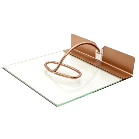 Porta Guardanapos Cobre De Mesa Slim Vidro Forma Inox 18x18