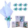 Kit 6 Porta Guardanapo Botão Astromelia Azul Turquesa - 2