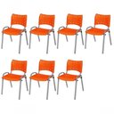 Ver imagem 1 de Cadeira Iso Base Cinza Escola, Escritório Laranja Kit 7 Un