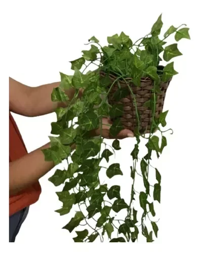 Arranjo Artificial Pendente Folhagem Planta Caída Com Vaso - 1