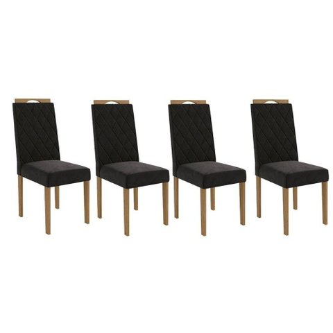 Cadeira de Cozinha 2cad152ea Kit 4 Un Eucalipto Suede Preto A038