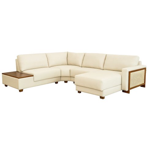 Sofá de Canto com Chaise Lado Direito 232cm - 268cm Londri Linho Off White - Sallar Home