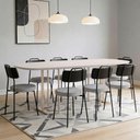 Ver imagem 1 de Mesa Retangular Alina 200cm Off White Champanhe com 8 Cadeiras Barcelona N01 Couríssimo Preto Linho