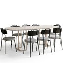 Ver imagem 2 de Mesa Retangular Alina 200cm Off White Champanhe com 8 Cadeiras Barcelona N01 Couríssimo Preto Linho