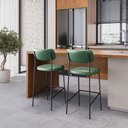 Ver imagem 2 de Banqueta Alta Stela Courino Verde Base Metálica Preta - Vallisa Decor