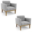 Ver imagem 2 de Kit 2 Poltronas Decorativas Karen Pés Fixo em Madeira Castanho Suede Cinza G19 - Gran Belo