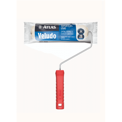 Rolo Lã Natural Veludo 329/15 15cm com Cabo Atlas