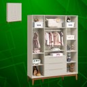 Ver imagem 5 de Roupeiro Elfe Classic 4 Portas 3 Gavetas Areia Fosco - Moveisaqui
