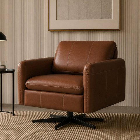 Poltrona Haut Giratória 360° Decorativa Luxo Confortável Premium Livintus Leather