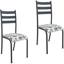 Ver imagem 3 de Kit 2 Cadeiras para Cozinha e Sala de Jantar 541.Sli Preto/Branco Floral