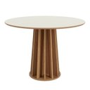 Ver mais imagens de Conjunto para Sala de Jantar Mesa Redonda e 4 Cadeiras Estofadas Encosto Telado 100% MDF Bolonha Verde/Freijó/Off White