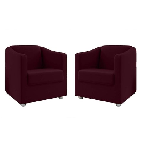 Kit 2 Poltronas Decorativa BIA SUEDE MARSALA SKY MOBILE