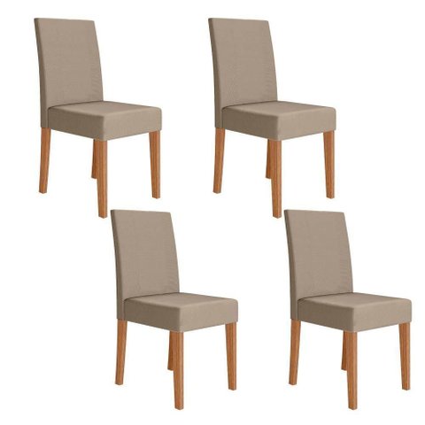 Kit 4 Cadeiras de Jantar Josi MDF Suede Bege Pallazio
