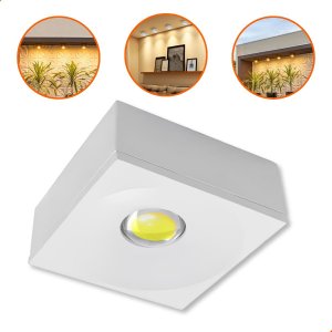 Spot Led Sobrepor Quadrado 3w 3000k | Alumínio Branco | Iluminação para Teto e Pergolado