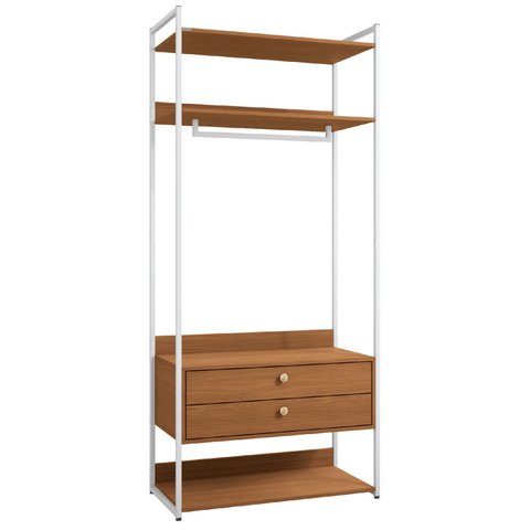 Armário Kappesberg Li047 Industrial com Cabideiro Branco Canela