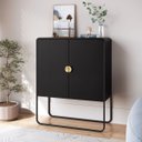 Ver imagem 1 de Balcão Buffet Orgânico 90cm 2 Portas Pé Metal Luna Móvel na Caixa