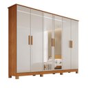 Ver imagem 1 de Guarda Roupa Casal Roupeiro com Espelho MDF 6 Portas 4 Gavetas com Pes Off White/Naturalle