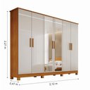 Ver imagem 4 de Guarda Roupa Casal Roupeiro com Espelho MDF 6 Portas 4 Gavetas com Pes Off White/Naturalle