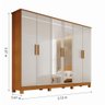 Guarda-roupa Casal 6 Portas com Espelho 4 Gavetas Nina em Mdf com Pés 200cm Naturalle/off White - - 4