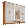 Guarda-roupa Casal 6 Portas com Espelho 4 Gavetas Nina em Mdf com Pés 200cm Naturalle/off White - - 1