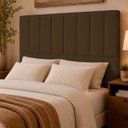 Ver imagem 1 de Cabeceira Estofada Elen Moderna para Quarto Cama Box Casal 140 cm Tecido Suede Marrom