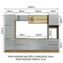 Ver imagem 4 de Armário de Cozinha Completa 320cm Rustic/Cinza Lux Madesa 01