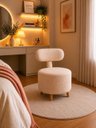Ver imagem 2 de Poltrona Puff Veneza Decorativa Bouclé com Encosto Bege Claro