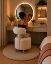 Ver imagem 5 de Poltrona Puff Veneza Decorativa Bouclé com Encosto Bege Claro