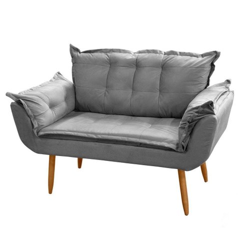 Poltrona Decorativa Namoradeira Francis 02 Lugares Cinza