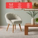 Ver imagem 4 de Poltrona Sala Decorativa Louis Veludo Gelo Pés Palito Castanho