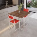 Ver imagem 1 de Conjunto Mesa de Jantar Quadrada Imbuia 2 Cadeiras Estofado Riviera Industrial Don Castro Dec