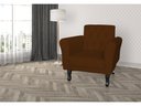 Ver imagem 3 de Poltrona Decorativa Classic Couro Marrom Pés Madeira Mz Decor