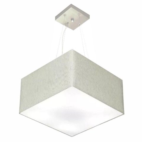 Lustre Pendente Quadrado Vivare Md-4195 Cúpula em Tecido 25/40x40cm - Bivolt Rustico-cinza 127/220v