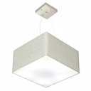 Ver imagem 1 de Lustre Pendente Quadrado Vivare Md-4195 Cúpula em Tecido 25/40x40cm - Bivolt Rustico-cinza 127/220v