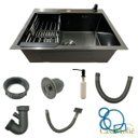 Ver imagem 6 de Cuba Pia Inox Quadrada Gourmet 60x45cm Preta Com Acessórios Casa Moliê