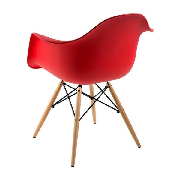 Cadeira Eames Base Madeira com Braço Vermelha - 2