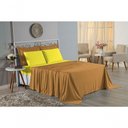 Ver imagem 4 de Jogo de Cama Casal Viúva Nobre 4 Peças Malha 100% Algodão - Cobre / Amarelo