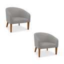 Ver imagem 2 de Poltrona Sala Decorativa Kit 2 Stella Pé Madeira Trapézio Castanho Sintético Cinza D03 - D’Rossi