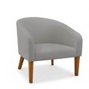 Ver imagem 5 de Poltrona Sala Decorativa Kit 2 Stella Pé Madeira Trapézio Castanho Sintético Cinza D03 - D’Rossi