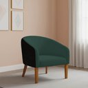 Ver imagem 1 de Poltrona Decorativa Stella Pé Madeira Trapézio Sintético Pu Preto Bouclê D03 - D’Rossi