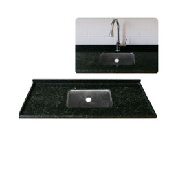 Pia de Cozinha Granito Verde Ubatuba 100cm Cuba Inox N1 Rasa: Verde Ubatuba - 1