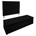 Ver imagem 1 de Kit Cabeceira e Calçadeira Baú Casal 1,40m Madrid Suede - Pallazio - Preto