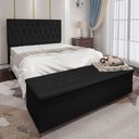 Ver imagem 2 de Kit Cabeceira e Calçadeira Baú Casal 1,40m Madrid Suede - Pallazio - Preto