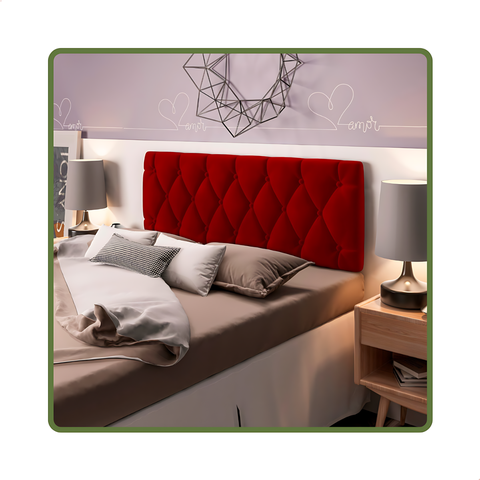 Cabeceira Almofadada para Cama Box Suspensa Paris 1,40 X 55 Vermelho Suede